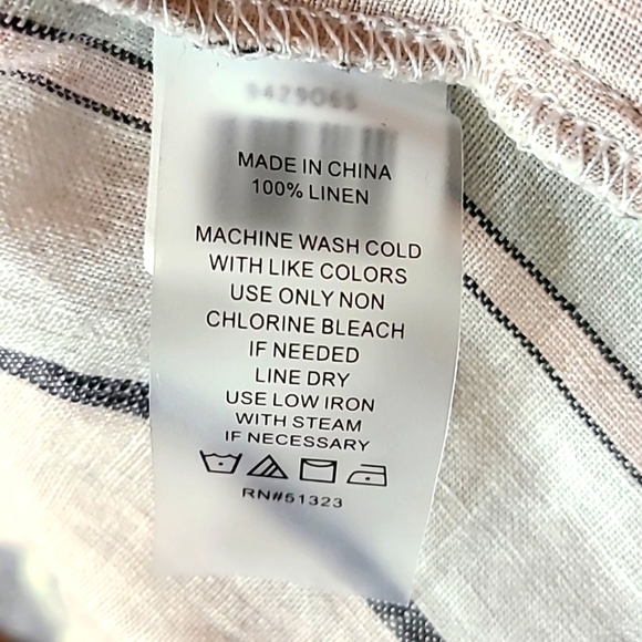 VINCE CAMUTO Ladies Pink Black White Linen Button Down Blouse - Size 2X - Picture 9 of 16